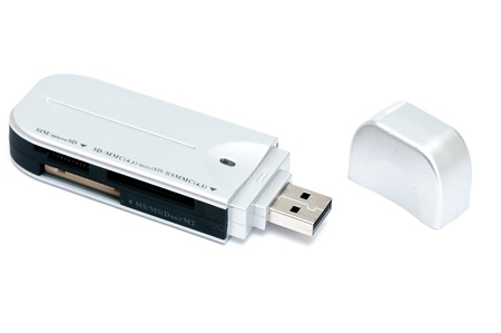 USB card reader isolated on white background
