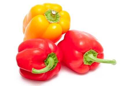sweet paprika isolated on white background の写真素材