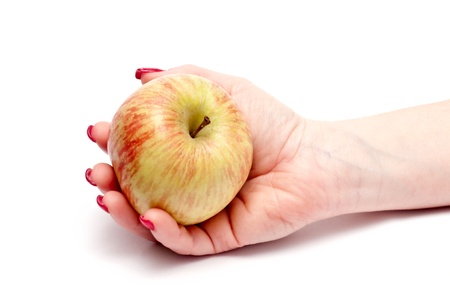 hand holding appleの写真素材