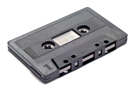 an old music tape over a white backgroundの写真素材