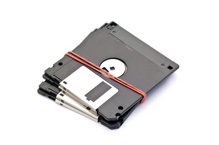 old media storage over a white backgroundの写真素材