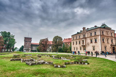 hdr image of wawel in cracowの写真素材