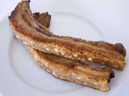 Slices of Roasted Crispy Pork Thai Styleの写真素材