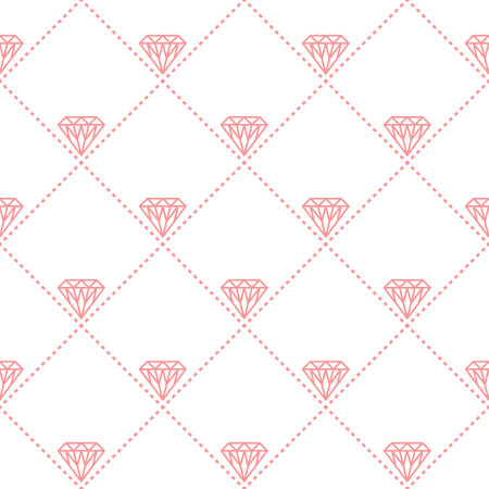 Seamless background with diagonal grid, diamond, dotted lines. Simple geometric vector patternのイラスト素材