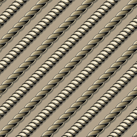 Seamless pattern with diagonal hemp rope stripes on beige background. Vintage style. Not AI