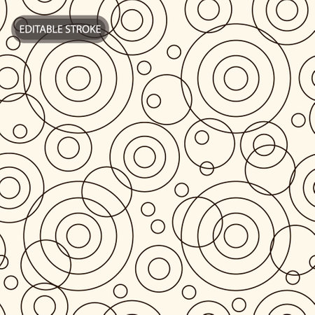 Seamless pattern with randomly scattered circular shapes. Editable stroke. Background template, layout. Apply various pattern brushes for any themed design.のイラスト素材