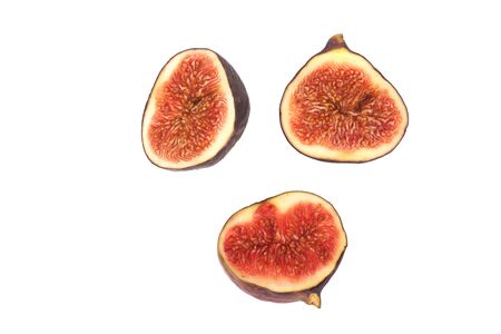 Halves of figs isolated on white backgroundの写真素材
