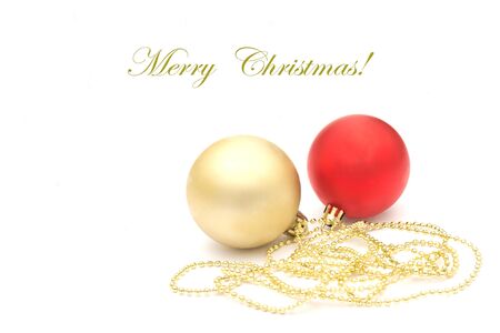 christmas decorations balls and chain on white backgroundの写真素材