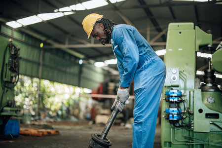 Engineering technicians use hand tools to perform regular maintenance by inspecting, testing, repairing machinery and engines to ensure they stay in standard condition. Identifying any malfunctions.の写真素材