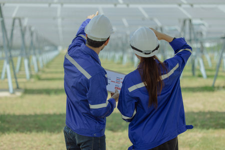 Renewable energy analyst conduct filed observations on solar farming to monitor and assess...