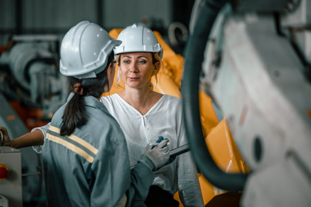 Robotic supervisor offer robotic machine services to clients to improve efficiency of their operational and manufacturing processes. Care, trust, and commitment in deals between business to business.の写真素材