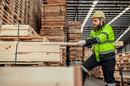 Shot of determined wood turner selecting and carrying workpieces to measure, calculate right size. using hand and power tools to cut, shape, rotate, smooth, balance wood fixtures based on requirementsの写真素材