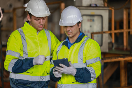 Software engineers collaborate, discuss ways to enhance a smart energy analytics app for locomotive operation. Real-time monitoring optimizes data usage and analyzes efficient consumption insights.の写真素材