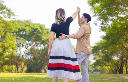 Romantic love, care, and affection of LGBT couple at public space Long association and mutual...