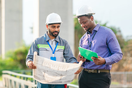Engineer presents railway development proposal to investor during site visit, discussing green...