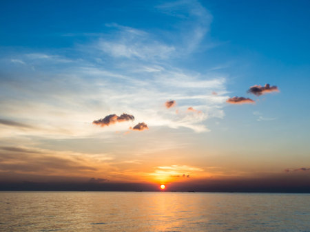 before sunset at seaの写真素材