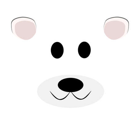 Adorable polar bear face flatted illustrated in square. Iconic animal  for Christmas celebration in winter.のイラスト素材