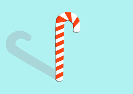 Christmas Candy Cane on blue mint colour background shadow.  (Vector illustration)のイラスト素材
