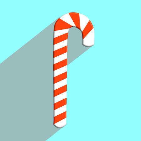 Christmas Candy Cane on blue mint colour background with long shadow.. (Vector illustration)のイラスト素材