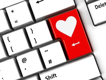 Computer keyboard with love key, Valentine