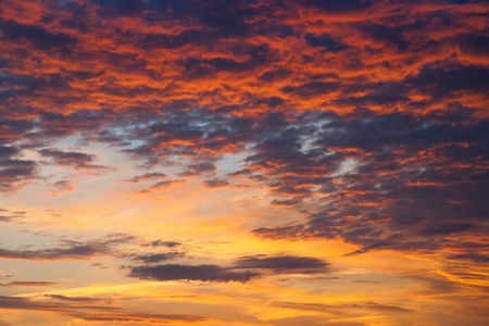 Colorful sky sunset with beautiful saturated clouds 