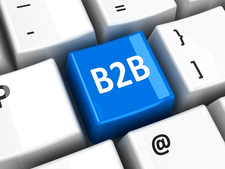 B2B (business to business) key on the computer keyboard, three-dimensional renderingの写真素材