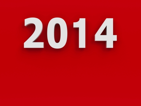 New year 2014 on red , three-dimensional renderingの写真素材