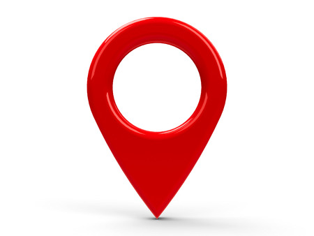 Red map pointer isolated on white background, three-dimensional renderingの写真素材