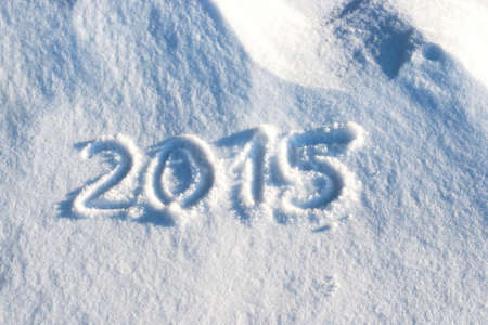 2015 written in snow, new year conceptの写真素材