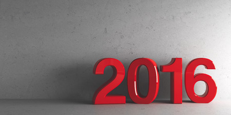 Red 2016 on grey background, represents the new year 2016, three-dimensional renderingの写真素材