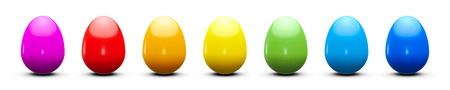Set of colourful easter eggs on white background, three-dimensional renderingの写真素材