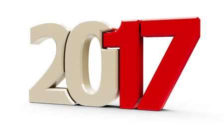Red 2017 symbol, icons or button isolated on white background, represents the new year 2017,...