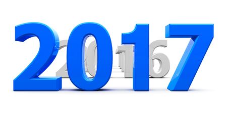 Blue 2017 come represents the new year 2017, three-dimensional rendering, 3D illustration