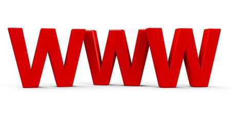 Red WWW symbol, icons or button isolated on white background, three-dimensional rendering, 3D illustrationの写真素材