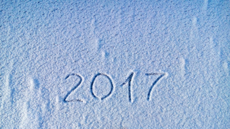 2017 written in snow on ice, new year concept