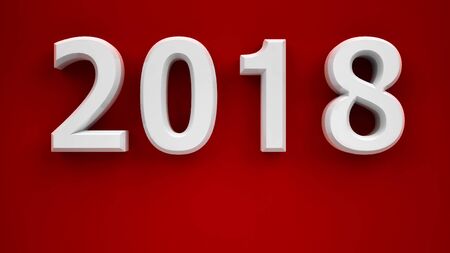 New year 2018 on red background, three-dimensional rendering, 3D illustration