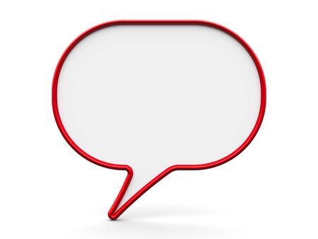 Red blank speech bubble on a white background, three-dimensional rendering, 3D illustrationの写真素材