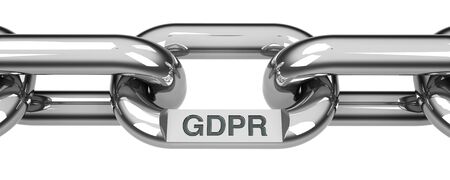 Chain with link with text - GDPR - General Data Protection Regulation, three-dimensional rendering,...