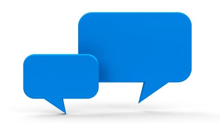 Blank speech bubble icons isolated on white background, three-dimensional rendering, three-dimensional rendering, 3D illustrationの写真素材
