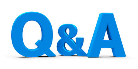 Blue Q&A - Questions and answers - symbol or icons isolated on white background, three-dimensional rendering, 3D illustrationの写真素材