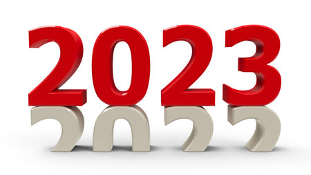 2022-2023 change represents the new year 2023, three-dimensional rendering, 3D illustrationの写真素材