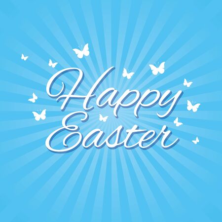 Happy Easter in blue backgroundのイラスト素材