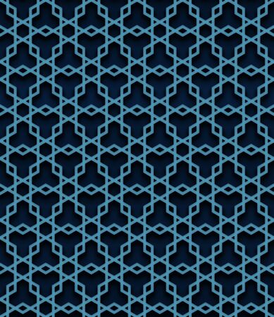 Seamless pattern of intersecting blue lines of hexagonsの写真素材
