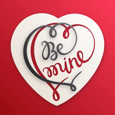 Love card for Valentine's day. Be mine illustration with paper cut heartのイラスト素材