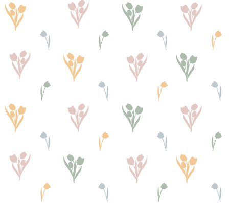 Elegant seamless pattern with tulip flowers, design elements. Floral pattern for invitations, cards, print, gift wrap, manufacturing, textile, fabric, wallpapersのイラスト素材