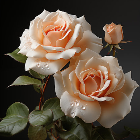 a beautiful pair of roses on a white background with extreme details photographの素材