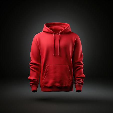 Red hoodie isolated on black background. 3d render illustration.の素材