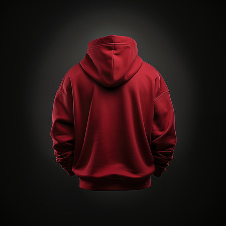 Red hoodie on a dark background. 3d rendering mock upの素材