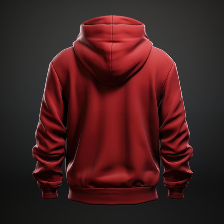 Red hoodie isolated on black background. 3d render illustration.の素材