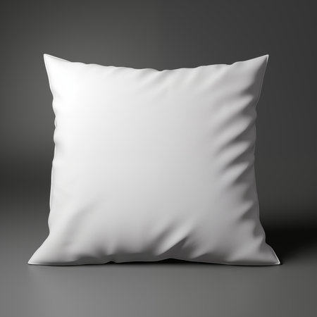 White pillow isolated on gray background. 3d rendering. Computer digital drawing.の素材